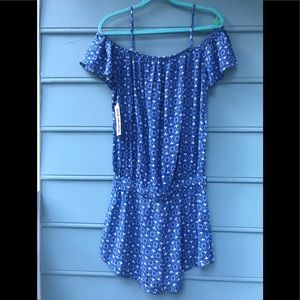 Blue and white romper